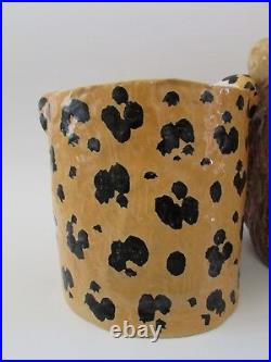 Rare 60's Mid Century Italian Ceramic Leopard & Lion Planters for Neiman Marcus