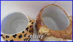 Rare 60's Mid Century Italian Ceramic Leopard & Lion Planters for Neiman Marcus