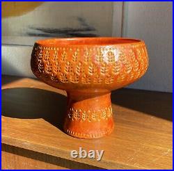 Rare Aldo Londi Bitossi Large Compote Crystal Glaze Italian Red Orange Pottery