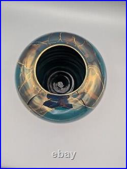 Rare Bruce Fairman Vase 6.75 Studio Art Pottery Signed Green Copper Gold