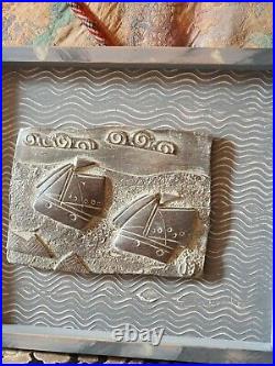 Rare Ceramic Seascape 2 Boats, john Maltby, Mint
