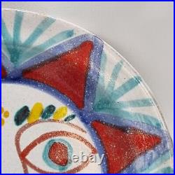 Rare DeSimone VTG Plate Art Pottery Ceramic 60s Italian Handprinted 10 Face Sun