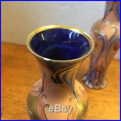 Rare Early 1900's Pair Moorcroft Macintyre Vases Art Nouveau Gold/blue