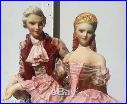 Rare Huge Carlo Mollica Italy Handpainted Ceramic Figurine Couple Art Deco