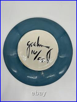 Rare Kevin Goehring Signed Art Pottery Blue Circle Bowl 11.5 Numbered 16/92