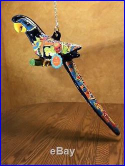 Rare Large Talavera Parrot Bird Tropical Mexican Pottery Ceramic Folk Art 29