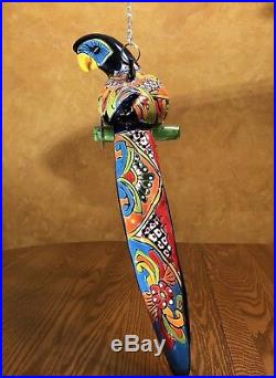 Rare Large Talavera Parrot Bird Tropical Mexican Pottery Ceramic Folk Art 29