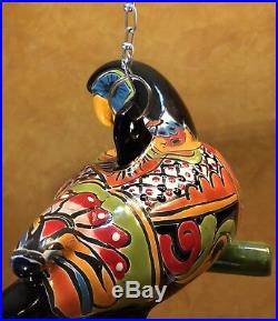 Rare Large Talavera Parrot Bird Tropical Mexican Pottery Ceramic Folk Art 29