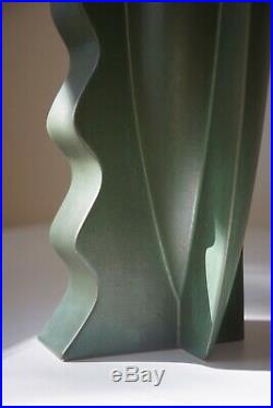 Rare, Mint, Claude Dumas Vintage, French Art Deco, Post Modern, Matte Green Vase