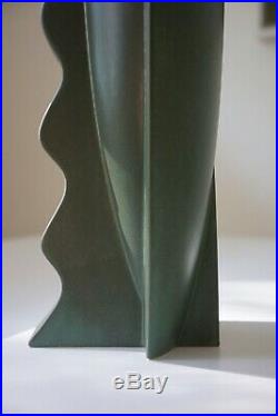 Rare, Mint, Claude Dumas Vintage, French Art Deco, Post Modern, Matte Green Vase