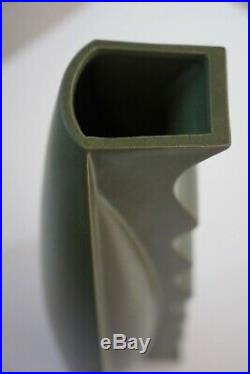 Rare, Mint, Claude Dumas Vintage, French Art Deco, Post Modern, Matte Green Vase