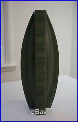 Rare, Mint, Claude Dumas Vintage, French Art Deco, Post Modern, Matte Green Vase