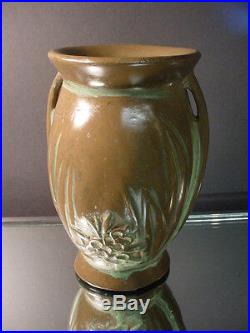 Rare Nelson McCoy Pottery Bronze Clad Vase Arts & Crafts in Clewell Style