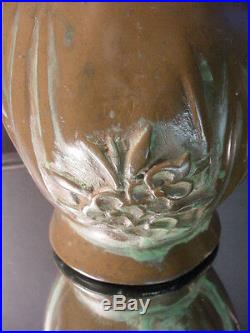 Rare Nelson McCoy Pottery Bronze Clad Vase Arts & Crafts in Clewell Style