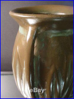 Rare Nelson McCoy Pottery Bronze Clad Vase Arts & Crafts in Clewell Style