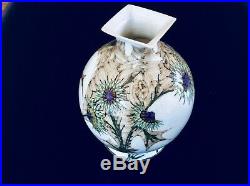 Rare Rozenburg eggshell vase Holland Art Nouveau purple Thistles Sam Schellink