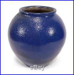 Rare Vintage Cb Masten Auman North Carolina Nc Art Pottery Vase Blue Salt Glaze