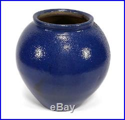 Rare Vintage Cb Masten Auman North Carolina Nc Art Pottery Vase Blue Salt Glaze