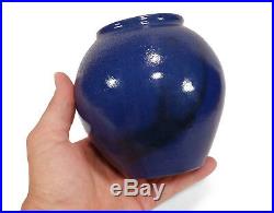Rare Vintage Cb Masten Auman North Carolina Nc Art Pottery Vase Blue Salt Glaze