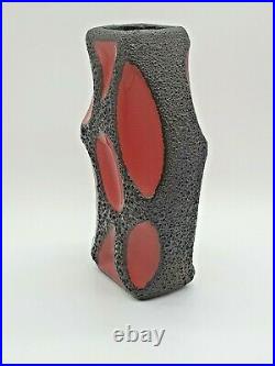 Rare Vintage Mid-Century Modern West German Roth Fat Lava Vase Lozenge 309 Red