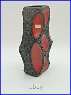 Rare Vintage Mid-Century Modern West German Roth Fat Lava Vase Lozenge 309 Red
