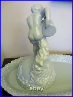 Rare Vintage Royal Haeger Blue Art Pottery Ceramic Boy Fountain Statue Tray