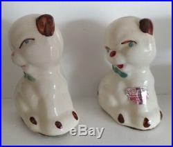 Rare Vintage Shawnee Art pottery Puppy Dog Salt Pepper Shakers with Sticker