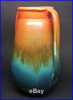 Rare Vintage Stangl RAINBOW SUNBURST #1327 11-1/2 TWO HANDLE VASE Art Pottery