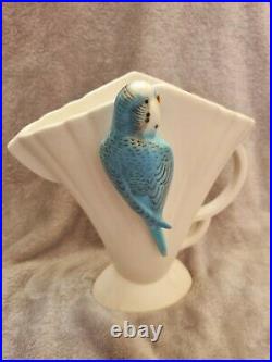 Rare antique Art Deco Sylvac jug vase Budgie 544 1920s 1930s vintage blue, white