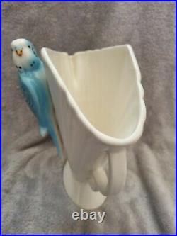 Rare antique Art Deco Sylvac jug vase Budgie 544 1920s 1930s vintage blue, white