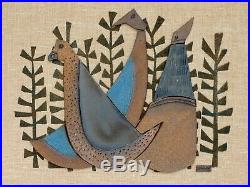 Raul Coronel Mid Century Modern Ceramic Three Birds Wall Art 28 3/4 x 22 3/4