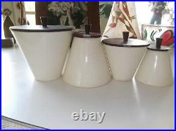 Raymor Italy Ceramic MID Century Modern Ceramic /wood Canister Set Wow