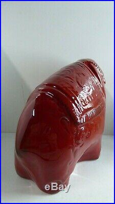 Red Glaze Elephant Ceramic Pottery Vintage MID Century Studio Art Statue