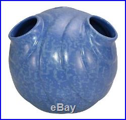 Red Wing Rumrill Pottery Mottled Blue Art Deo Ceramic Ball Vase 601