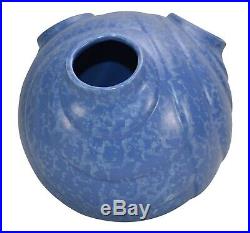 Red Wing Rumrill Pottery Mottled Blue Art Deo Ceramic Ball Vase 601