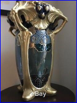 Reduced! Ernst Wahliss Art Nouveau Amphora Vase, Circa 1880-1910