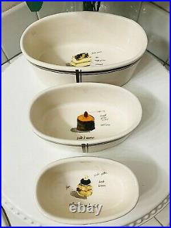 Retired Rae Dunn French Sketch Boutique Pastry Ramekins Set of 3 VHTF