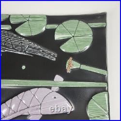 Rick Stafford Art Pottery Large Platter Dragonfly Pond Neriage Black 17x17