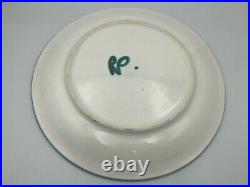 Robert Picault Plate Bowl Ceramic Art Pottery Green Blue Geometric MCM Signed