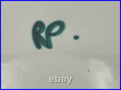 Robert Picault Plate Bowl Ceramic Art Pottery Green Blue Geometric MCM Signed