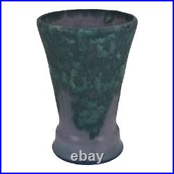 Robinson Ransbottom National Pottery 1930s Vintage Orchid Blue Drip Ceramic Vase