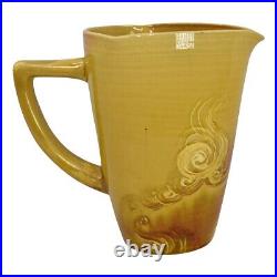 Rookwood 1887 Antique Art Pottery Yellow Brown Swirls Ceramic Pitcher 259 (Daly)