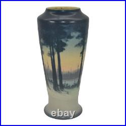 Rookwood 1918 Arts And Crafts Pottery Scenic Blue Ceramic Vase 1356D Coyne