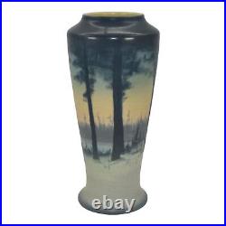 Rookwood 1918 Arts And Crafts Pottery Scenic Blue Ceramic Vase 1356D Coyne