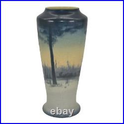 Rookwood 1918 Arts And Crafts Pottery Scenic Blue Ceramic Vase 1356D Coyne