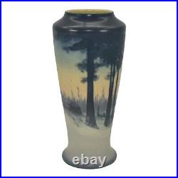 Rookwood 1918 Arts And Crafts Pottery Scenic Blue Ceramic Vase 1356D Coyne