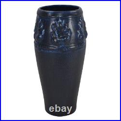 Rookwood 1919 Antique Art Pottery Mottled Dark Blue Oak Leaf Ceramic Vase 2334