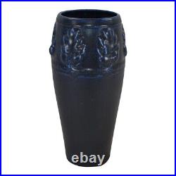 Rookwood 1919 Antique Art Pottery Mottled Dark Blue Oak Leaf Ceramic Vase 2334