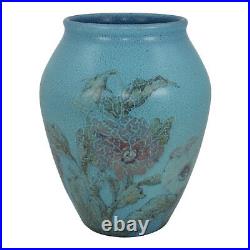 Rookwood 1929 Vintage Art Pottery Blue Vellum Floral Ceramic Vase 915D Pullman