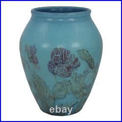 Rookwood 1929 Vintage Art Pottery Blue Vellum Floral Ceramic Vase 915D Pullman